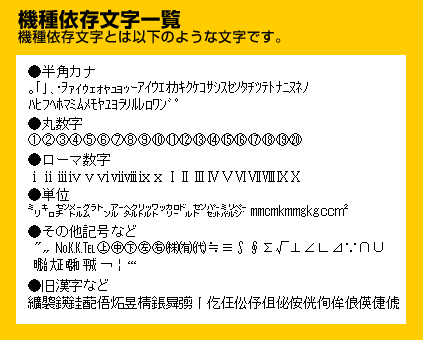 機種依存文字一覧表